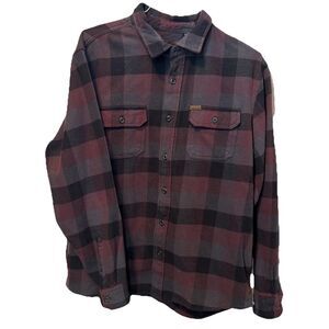 Orvis Big Bear Heavy Flannel Zinfandel Plaid Shacket Button Down L